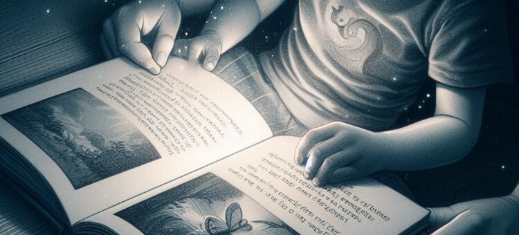 Un enfant lit une histoire courte pour dormir