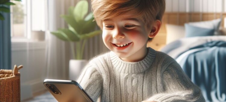 enfant souriant lisant une histoire