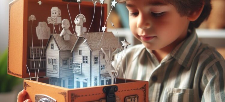 Un enfant crée une histoire avec une boite magique qui raconte des histoires